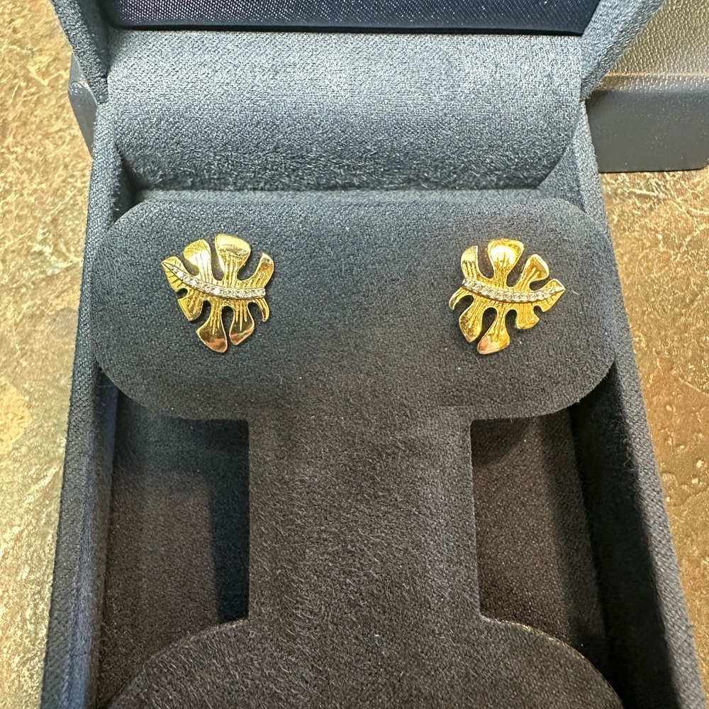Disney Enchanted Fine Jewelry Moana Gold Leaf Earrings